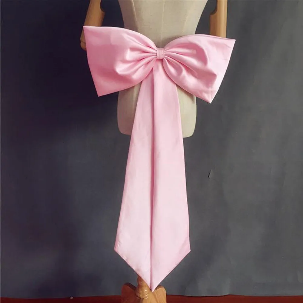 Midjekedjebälten separata rosa satin båge party klänning knop borttagbara balklänningar med band 230224