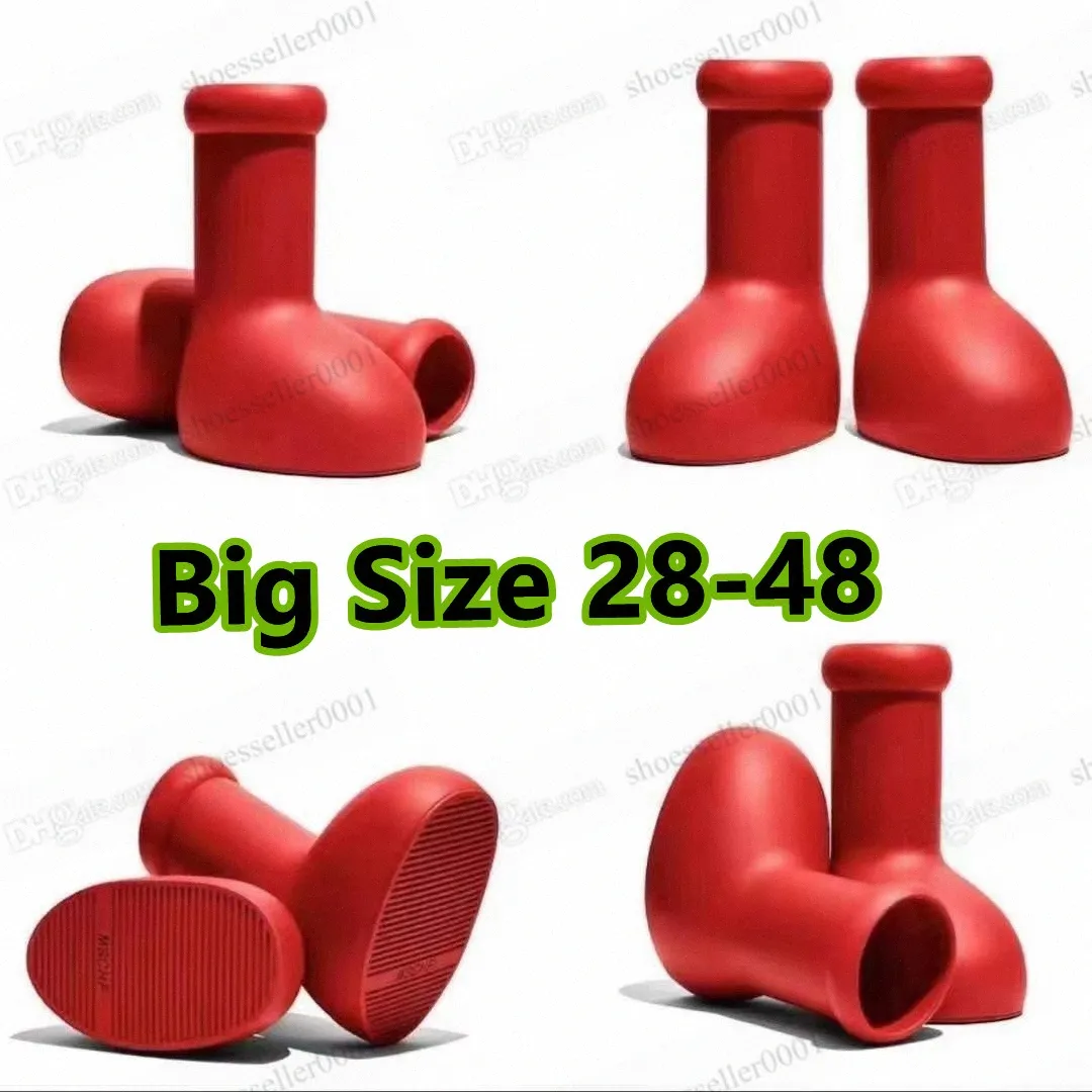2023 Hot mschf grande bota vermelha masculino mulheres crian￧as meninas botas de chuva designers de beb￪ grosso botas n￣o deslizantes plataforma de borracha bootie moda astro menino e s3nv#