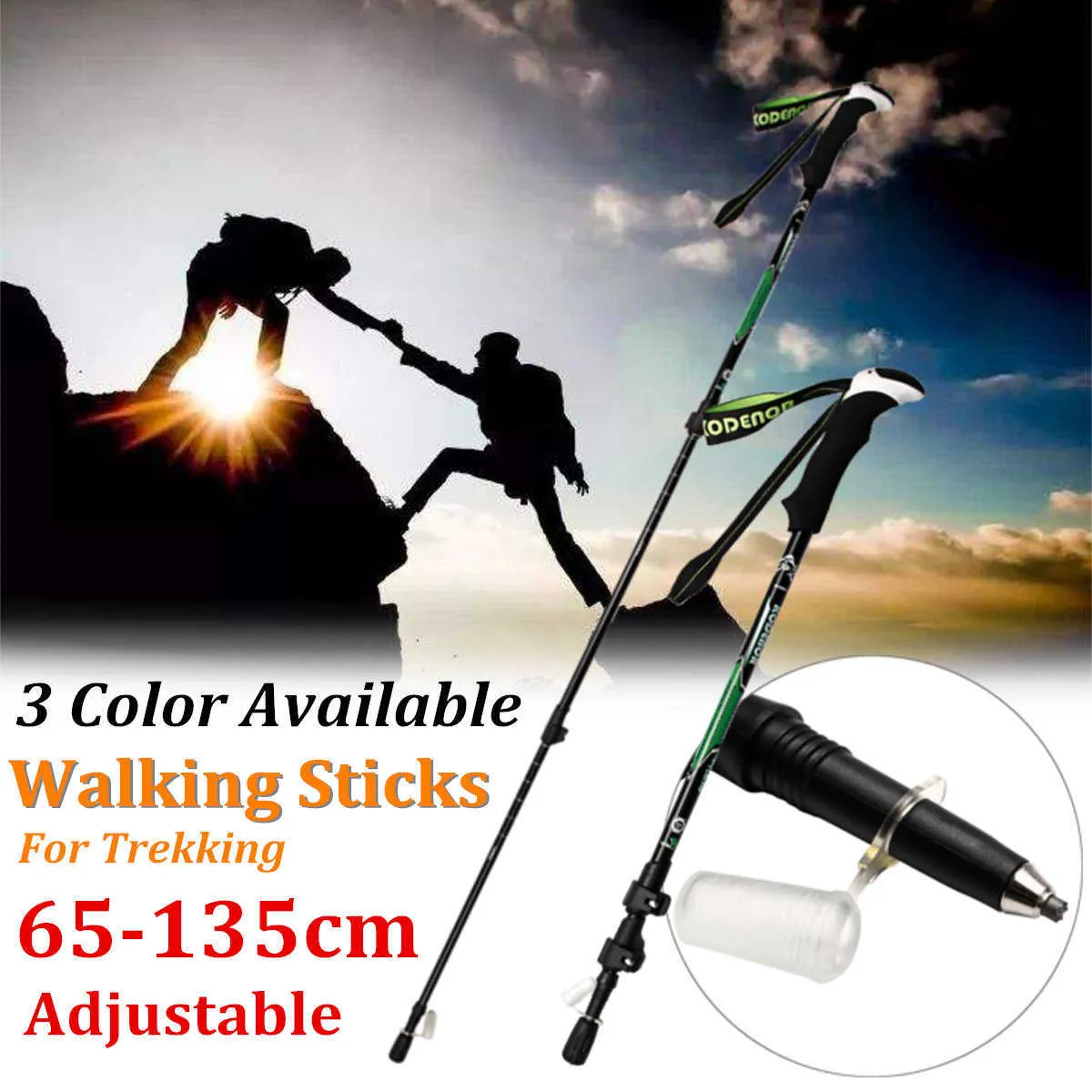 Trekking Poles 65135cm Carbon Fiber External Quick Lock Trekking Pole Hiking Collapsible Stick Nordic Walking Stick Shooting Crutch Senderismo J230224