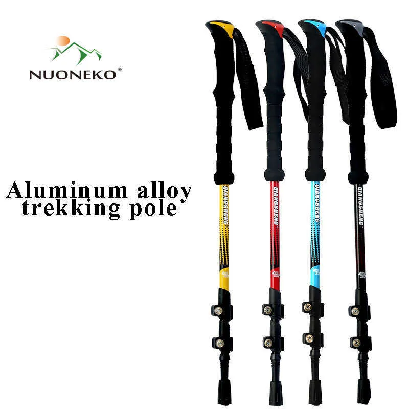 Trekking Poles NUONEKO Trekking Sticks Outdoor Hiking Equipment Ultralight Threesection Telescopic Tourism Walking Sticks CA12 J230224