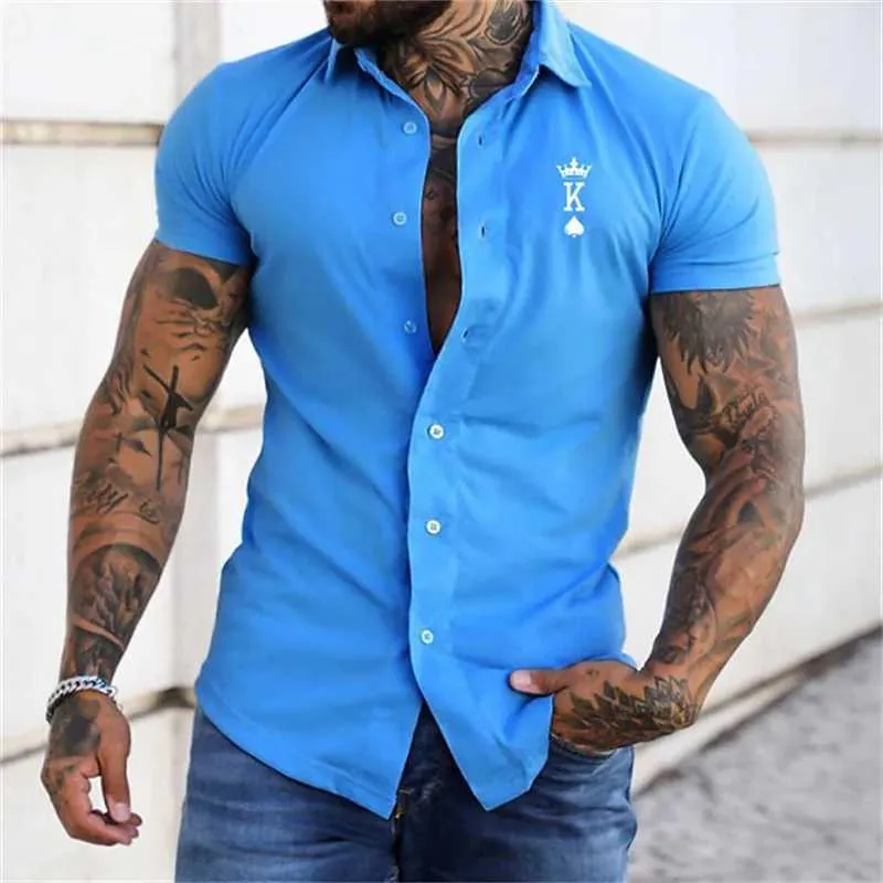 Chemises décontractées pour hommes 2022 haut ultra-mince pour hommes été à manches courtes Harajuku solide chemise hawaïenne vêtements décontractés lâche col en V T-shirts 5xl Z0224