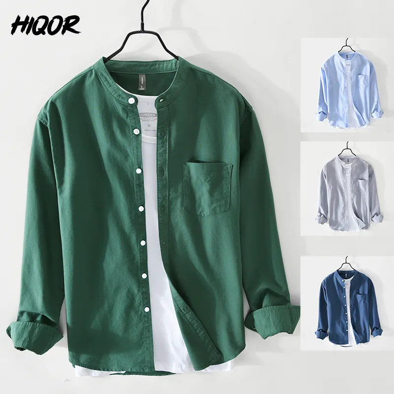 Мужские повседневные рубашки Hiqor Brand Blouses Fashion Simple Mens Casual рубашка высококачественная 100%хлопковая оксфордская ткань мужские винтажные рубашки для мужчин 230224