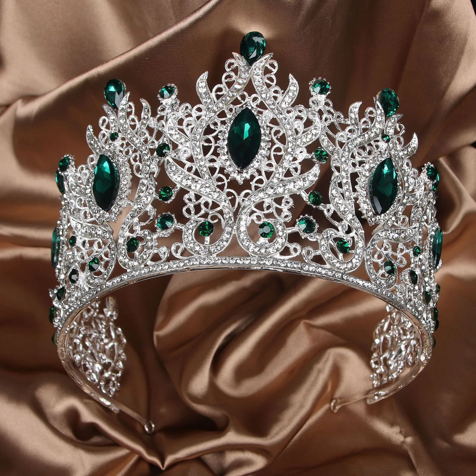 Wedding Hair Jewelry Green Bridal Crown Princess Tiara Headband Costume Party Accessories for Birthday Emerald Wedding Tiara for Women 230223