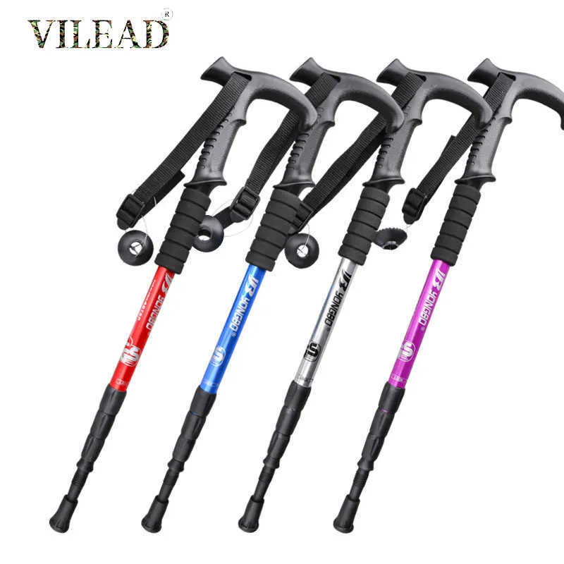Trekking Poles VILEAD Nordic Walking Stick Adjustable Retractable Defense Cane Outdoor Portable Travel Hiking Trekking Poles 2 pcs 50105cm J230224