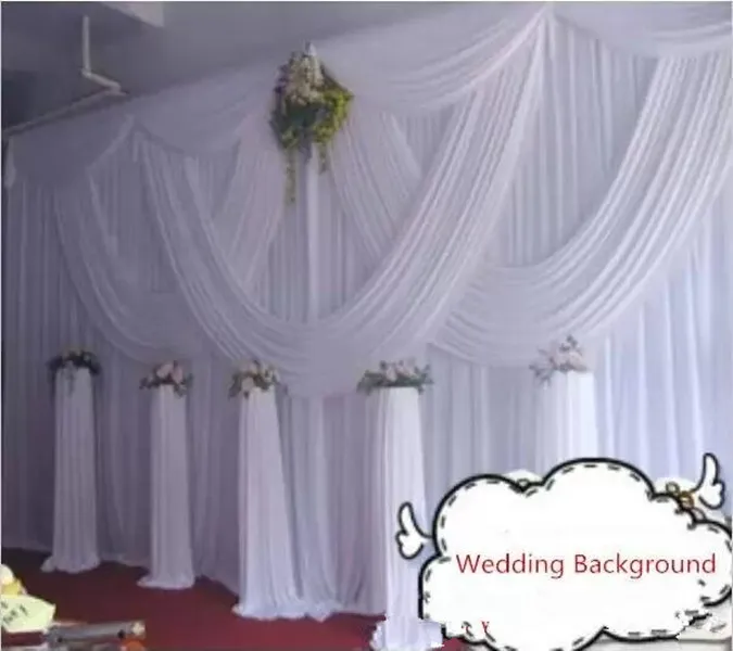 Aangepaste maat kleur 10ft * 20ft feestdecoratie bruiloft gordijn met swags romantisch trouwpodium evenement grand backdrops decoratie