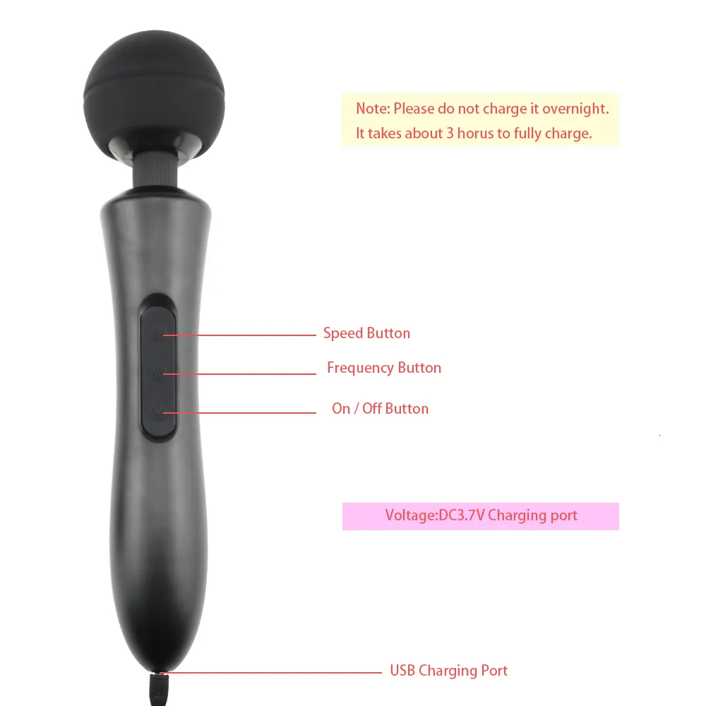 Powerful Magic Wand Vibrator 10 Modes Silicone Clitoris Stimulator_voghion.com
