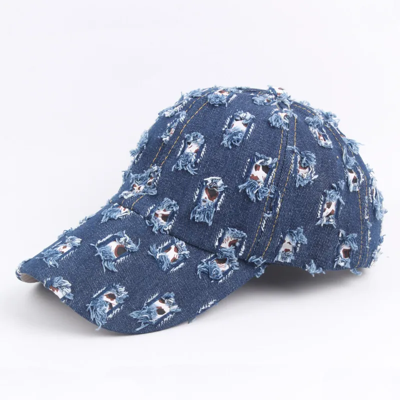 Berretti da baseball Cappelli a coda di cavallo in denim retrò Cappellino da baseball vintage all'aperto lavato Cappellino hip-hop in denim strappato in cotone casual Visiera unisex Cappellino da sole Cappellino snapbacks