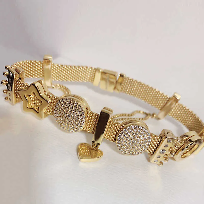Lien chaîne nouveau S925 couleur argent bracelet bricolage perles Bracelet Fit luxe original charmes femmes Bracelet bijoux cadeaux pour femmes G230222