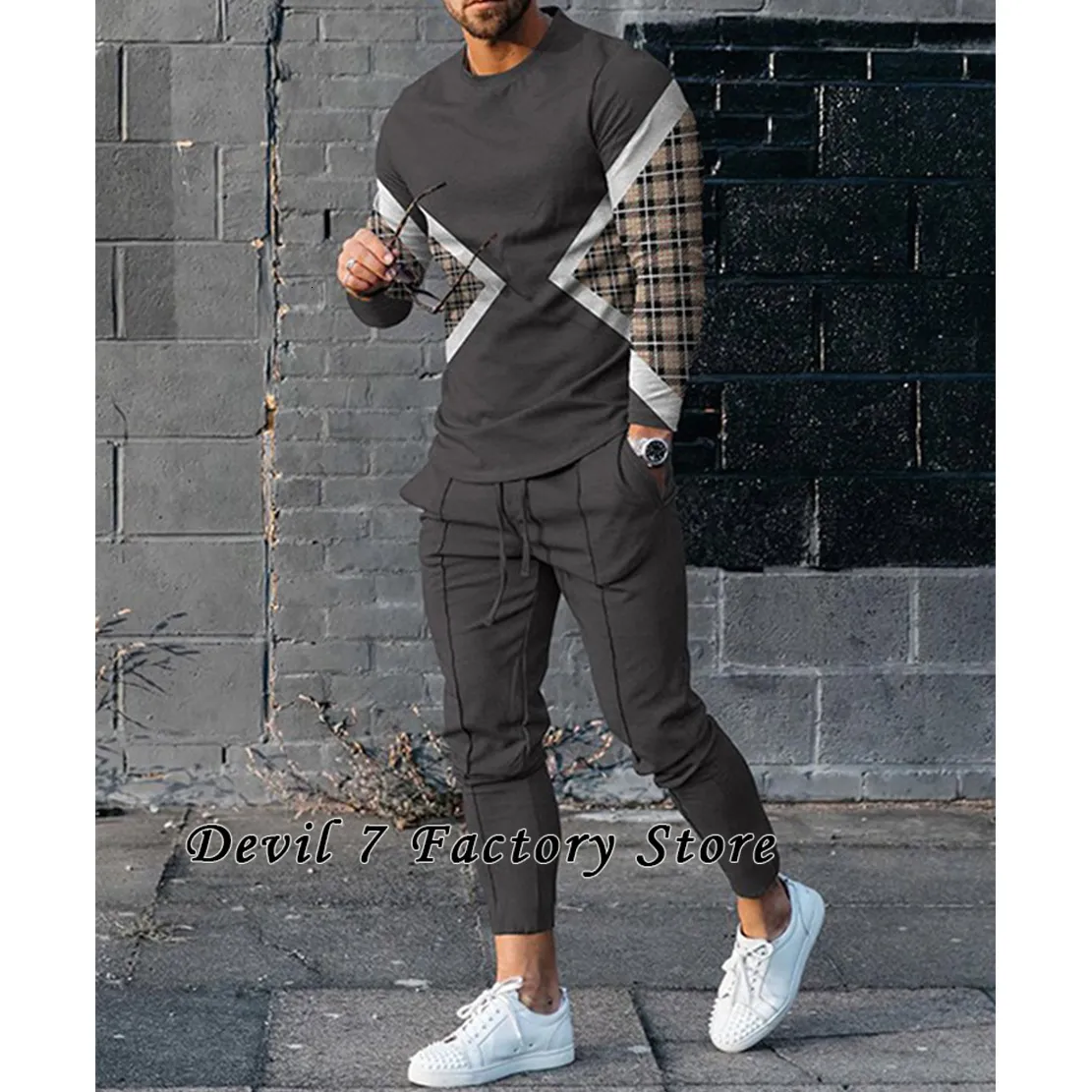 MEN S TRACHSUITS 2023 EST BROUSERS 2 قطعة مجموعات أزياء الربيع رجل الملابس الشارع الأكمام الطويلة T Shirt Sweatpants بدلات 230224