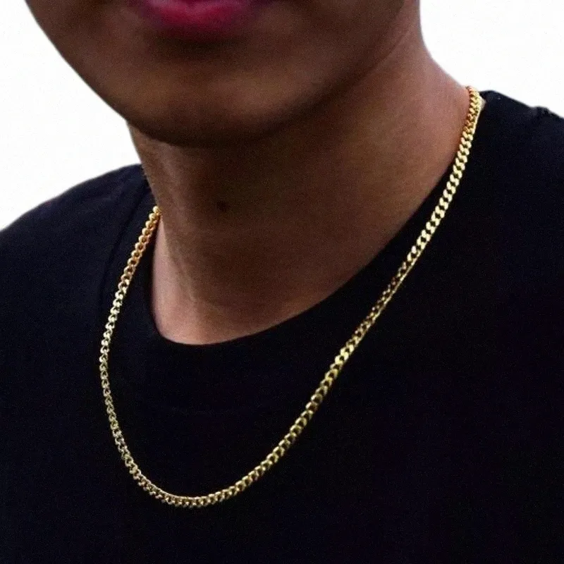 Nowe złoto srebro Miami kubański Link Chain męskie naszyjniki Hip Hop złoty łańcuszek naszyjniki biżuteria b1WM #