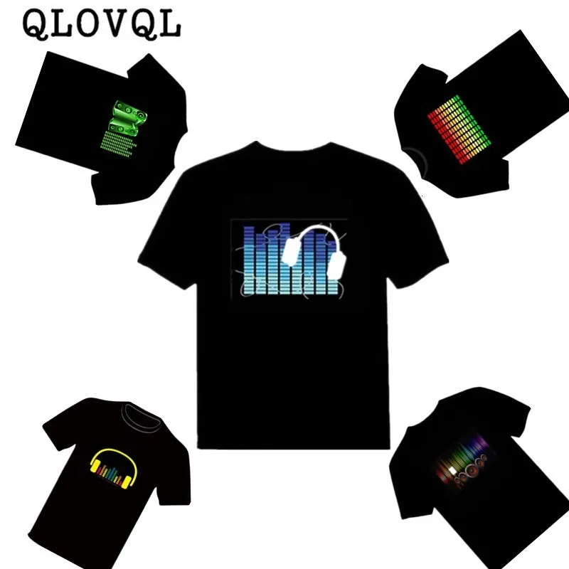 Conjuntos de roupas LED CHILS TREM CHILS PARA meninos Girls Party Rock Music som ativado camiseta iluminada e para baixo