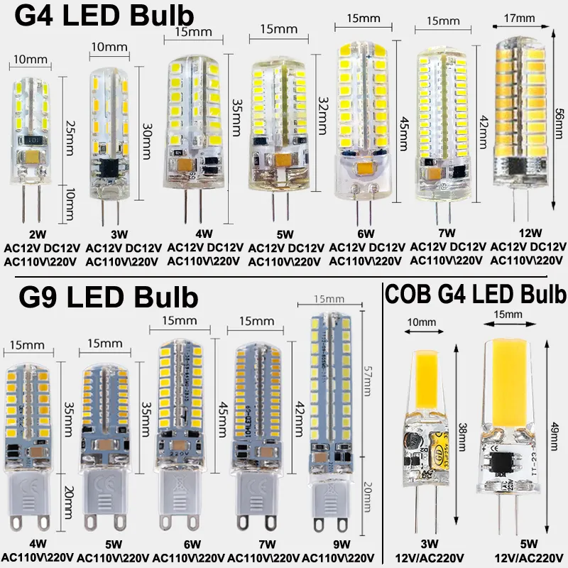 G9 G5.3 G4 Ampoules LED Hotte Ronde COB 12v AC/DC24V 3W SMD2835 Ou