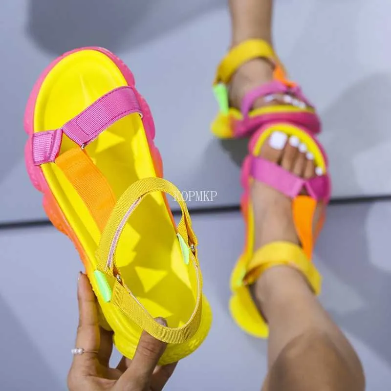 Sandals Big Size 43 Multi Colors Casual Shoes Woman Flat Dropship Comfortable Female Light Sandalias De Mujer Y2302