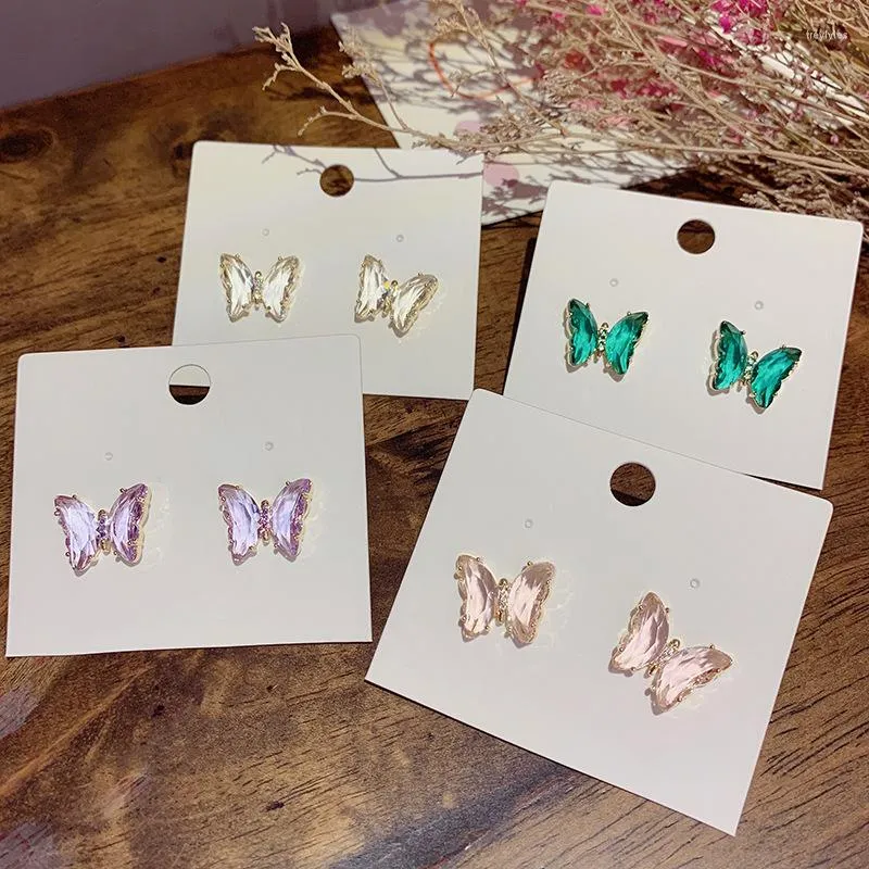 Stud Earrings Fashion Butterfly Earstud Women Crystal Transparent Jewellery Fine Gift