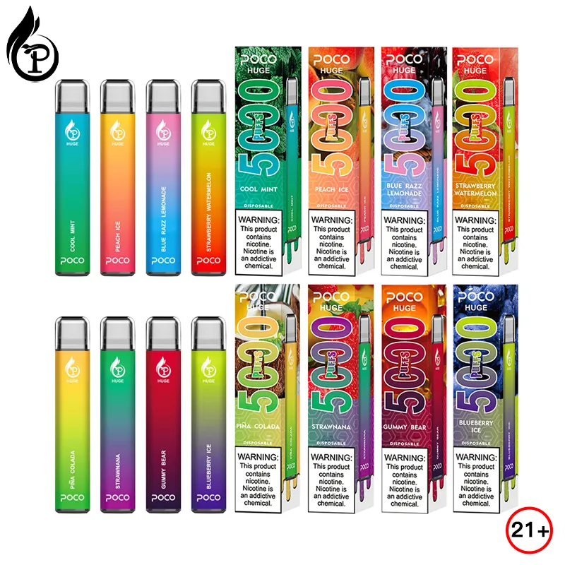 Espagne Entrepôt à l'UE Original E Cigarette POCO ÉNORME VAPOSE VAPOSE PRÉFULTÉE 15 ML POD 5000 PUFS 650MAH COBLE MESH