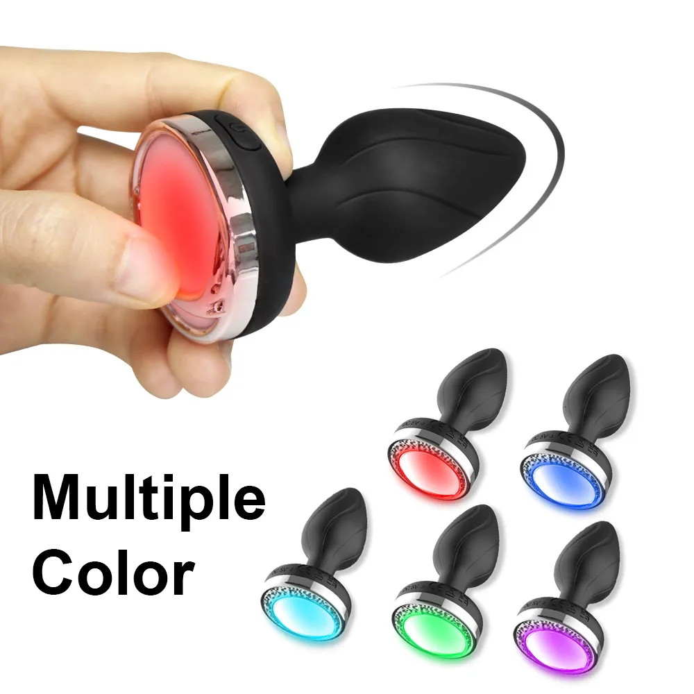 Giocattoli anali Plug vibratore con luce colorata telecomando senza fili massaggiatore della prostata stimolatore del punto G di testa S_voghion.com
