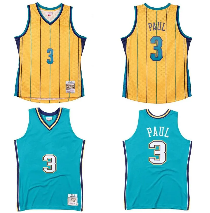 Chris Paul Designer Custom Basketball Jersey S-6XL Mitchell Ness Trikot 2005-06 10-11 Mesh Hardwoods Classics Retro Weiß Gelb Grün Herren Damen Jugend Trikots 3