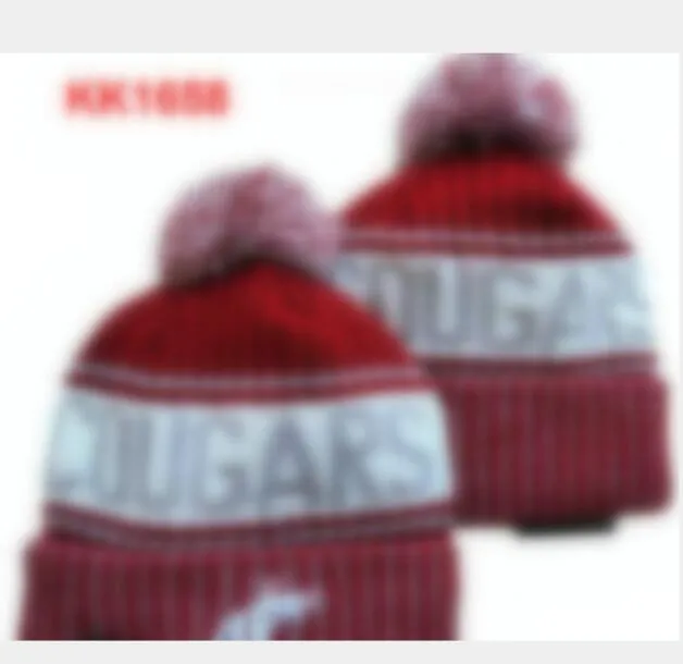 Herrm￶ssor ncaa hattar alla 32 lag Washington stickade manschetterade pom beanies randiga sidelinje ull varm USA college sport stickad hatt hockey beanie cap f￶r kvinnors