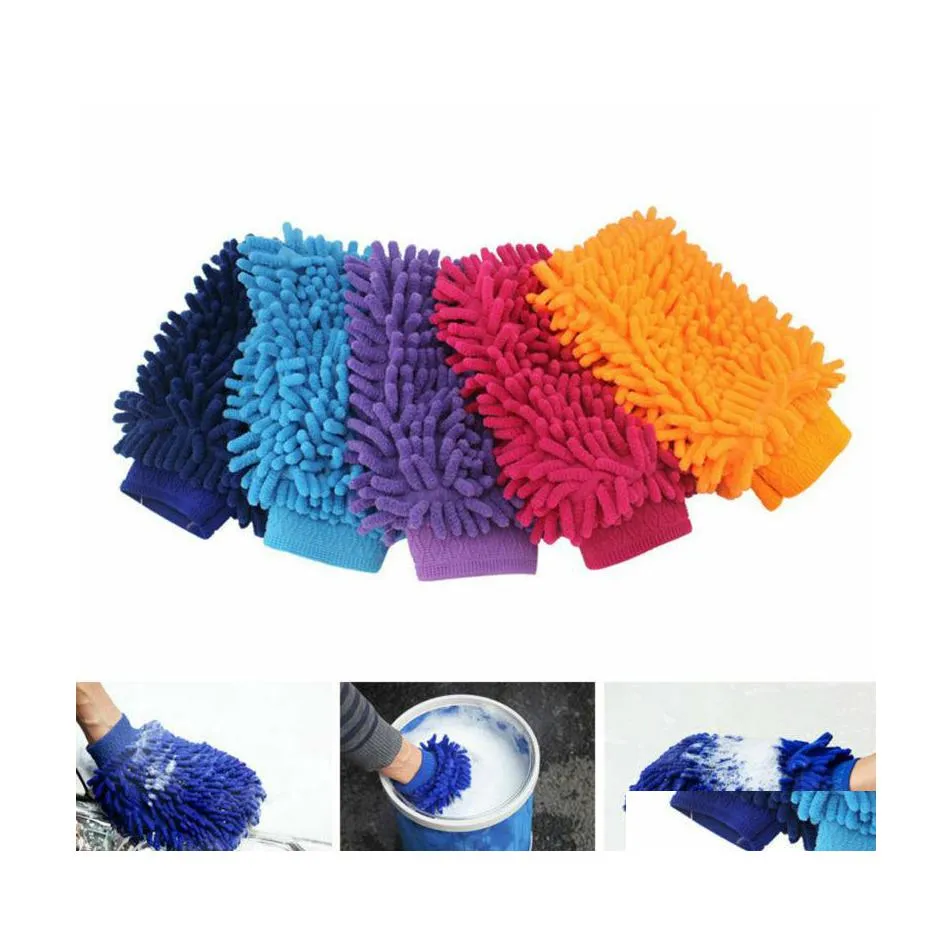 Glove Car Wash Mitt Reinigingsgereedschap Chenille Soft en Dikke MicroFiber Huishoudelijke reiniger Details Spons Detail Clean Brush Drop del Dh4he