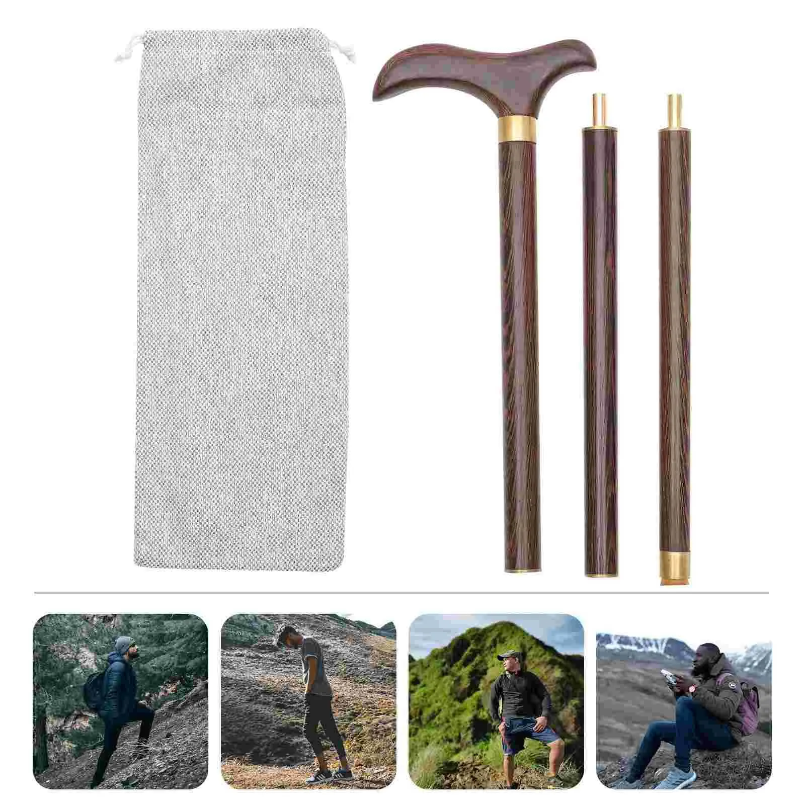 Trekking Poles Pole Trekking Walking Cane Hiking Stick Wooden Camping Mountaineering Outdoor Portable Detachable Poles Sticks Alpenstock Wood J230224