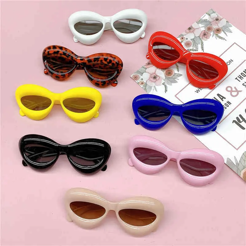 New Kids Cat Eye Sunglasses Children Lovely Lip Cjo Eyewear Girls Boys Glasses Ultraviolet-proof Infant Cute Glasses Eyewear