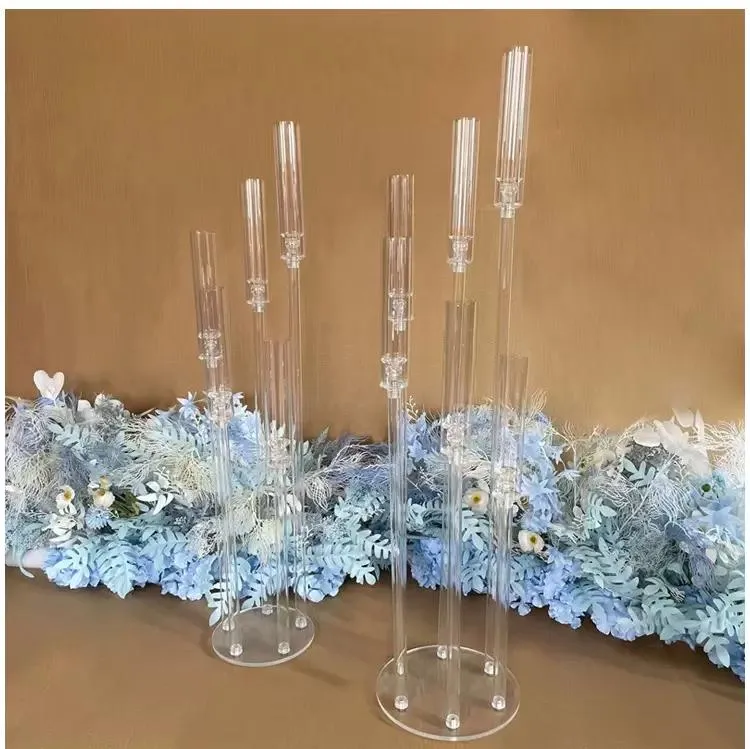 مركزية الزفاف المركزية Candelabra Clear Candle Candle Candlesticks Candlesticks لحفلات الزفاف الحدث 0224