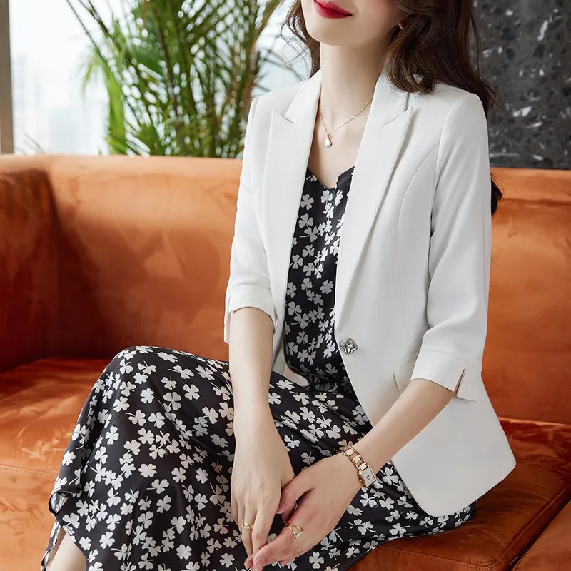 Women's Suits Fashion White Black Blazer Women Business Ladies Jacket Work Female Clothes Office Uniform Styles