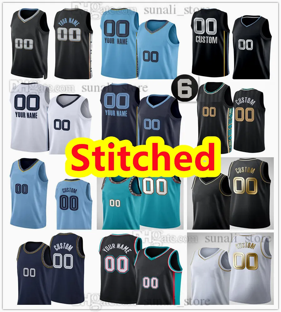 Gestikte basketbal Ja Jerseys 12 Morant Desmond 22 Bane Jaren 13 Jackson Jr. Dillon 24 Brooks Tyus 21 Jones Santi Aldama Brandon 15 Clarke Steven 4 Adams Luke 10 Kennard