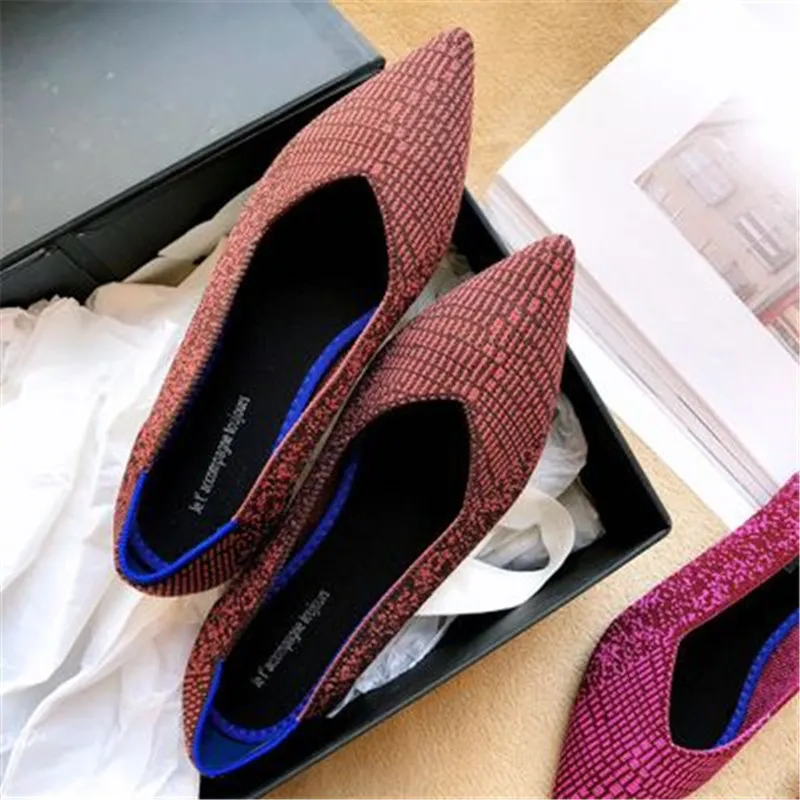Dress Shoes Luxury Brand Women's Casual Shallow Mouth Flat Shoes Breathable Soft Bottom Knit Ballet Shoes Camouflage Pregnant Shoes 35-40 230224