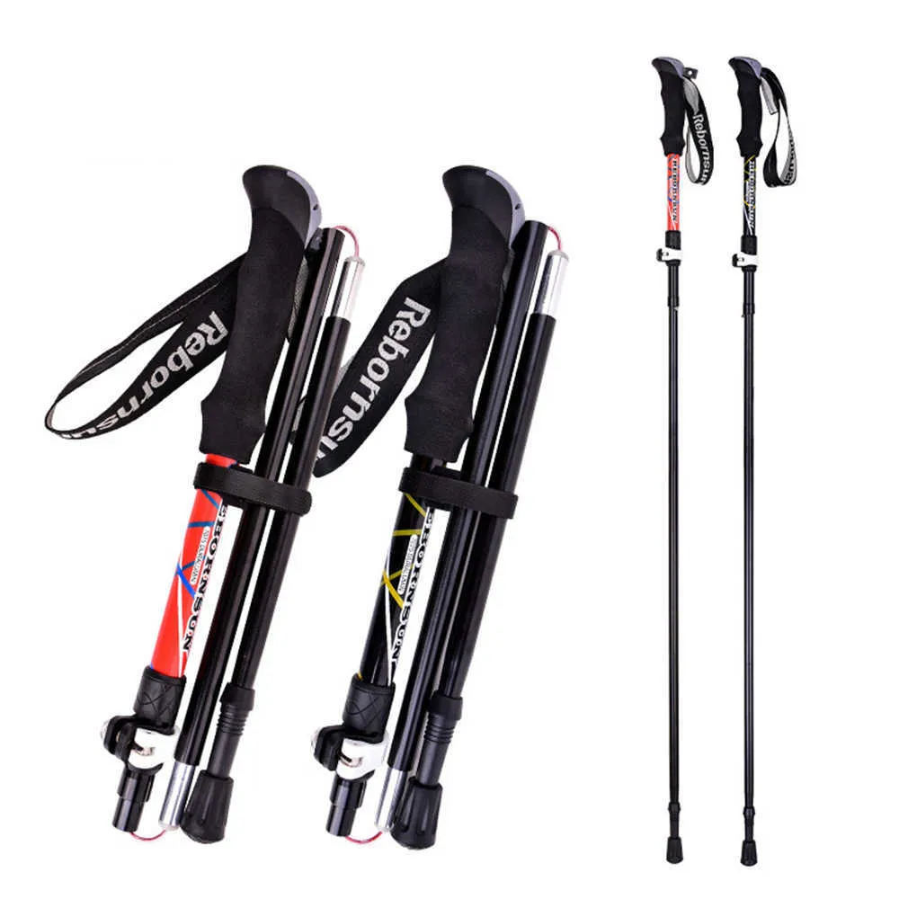 Wandelende palen wandelstick vouwen 5secties aluminium legering ultralicht krimpende outdoor ultrashort trail lopende wandelstick wandelriet j230224