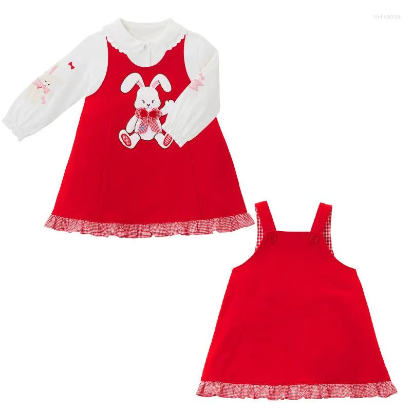 Vestidos de niña, Vestido de tirantes de primavera para niños, Vestido bordado con lazo de dibujos animados, Túnicas cortas, Vestidos Cortos, ropa para niños y niñas