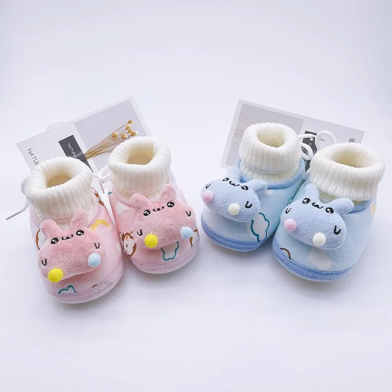 First Walkers Winter Warm Born Toddler Boots Baby Girls Boys Shoes Fashion Cartoon Soft Sole Snow Non-slip Crib BootiesFirst