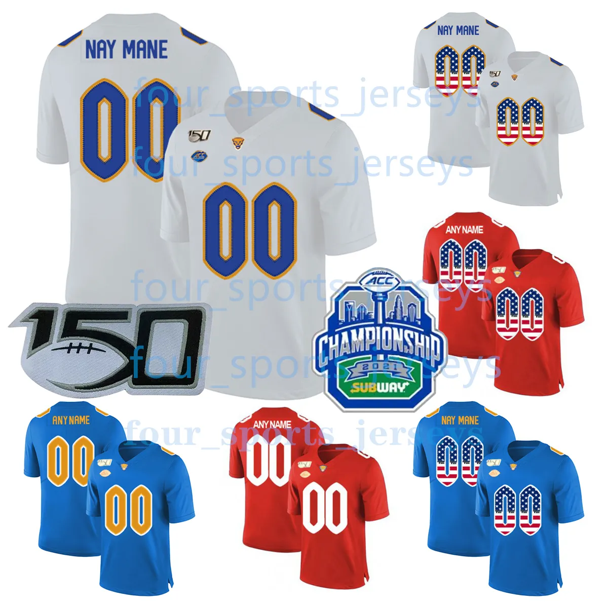 Maillots de football personnalisés NCAA College Pittsburgh Panthers Kenny Pickett Jake Frantl Kosanovich Derek Kyler Nick Patti Kedon Slovis Nate Yarnell Israel Abanikanda