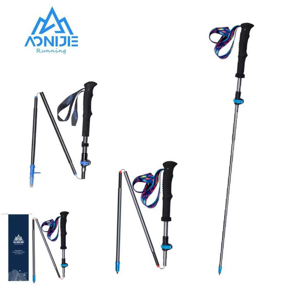 Trekking Poles Aonijie E4087 E4205 Kolfiber och aluminiumlegering Walking Sticks Camping Toming Ultralight Folding Quick Lock Trekking Pole J230224