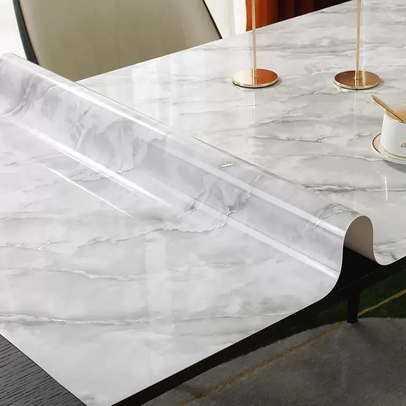 Table Cloth Marble Texture PVC Plastic Tablecloth Waterproof Cover Dining Oilcloth Custom Square Oval Round Protector