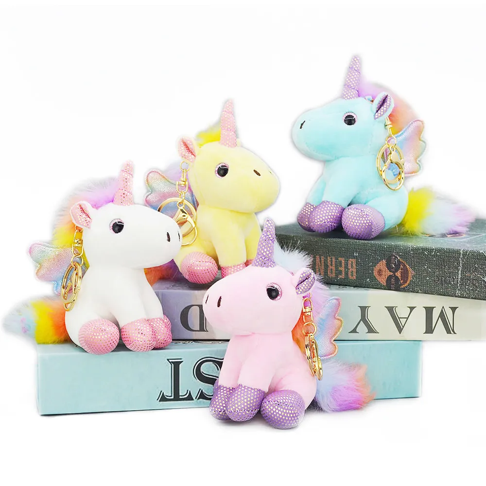 Portachiavi in peluche con unicorno arcobaleno, morbidi giocattoli di peluche, per bambole, per bambini, con ciondolo carino, portachiavi per ragazze, regalo E17