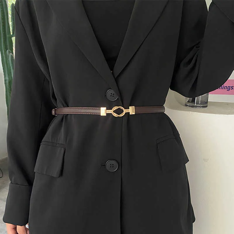 Ceintures femmes coréennes taille mince ceinture dames costume chemise robe décoration sangle Chic boucle en métal non poreux PU cuir femme ceinture Z0223