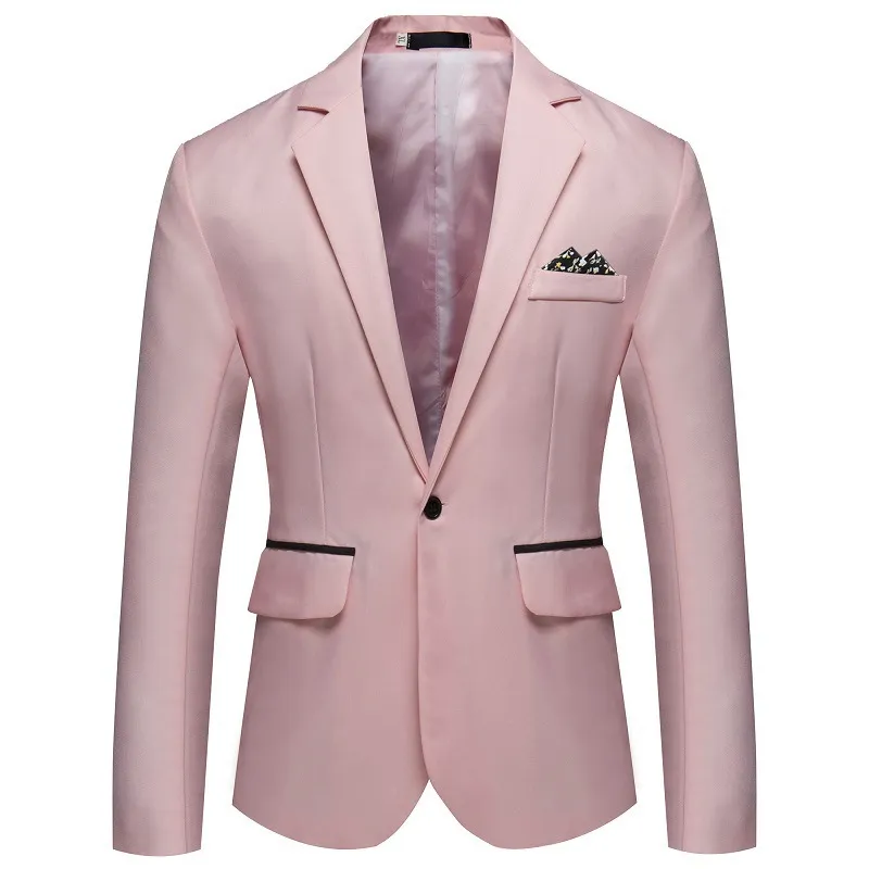 Men's slim jacket single breasted suit youth fashion casual wedding banquet dress jacket Asian size M-5XL