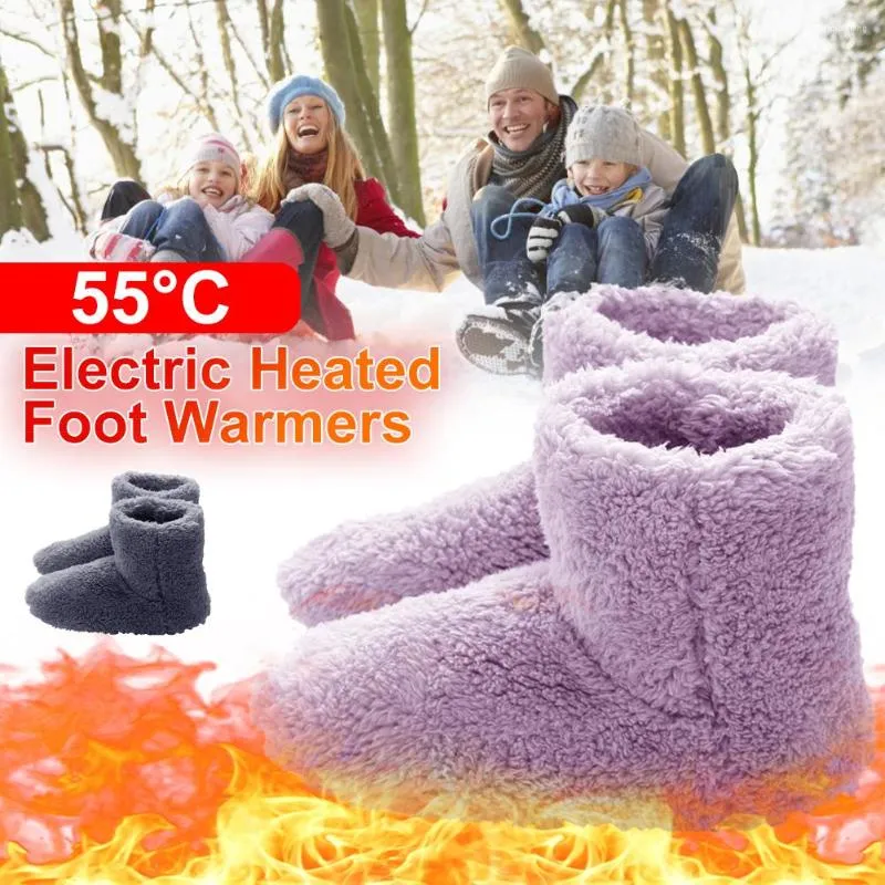 Teppiche, USB-Heizung, Fußschuhe, Winter, warme Schneestiefel, Plüsch, elektrische Hausschuhe, Füße beheizt, waschbar, Rosa, 35–39, Grau, 39–43