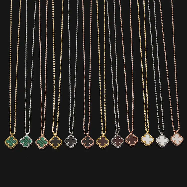 Женское роскошное дизайнерское ожерелье, модные мини-цветы, четырехлистный клевер, ожерелья из 18-каратного золота, ожерелья из нержавеющей стали, ювелирные изделия