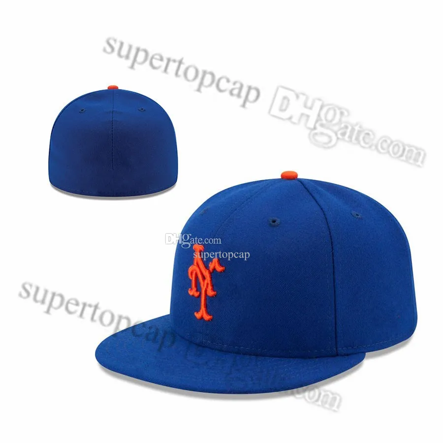 Mets Hat Men's Baseball Full Closed Caps Summer Navy Brev Bone Men Kvinnor Black Color All 32 lag Casual Sport Flat Fonded Hats Los Angeles Mix Colors F24-021