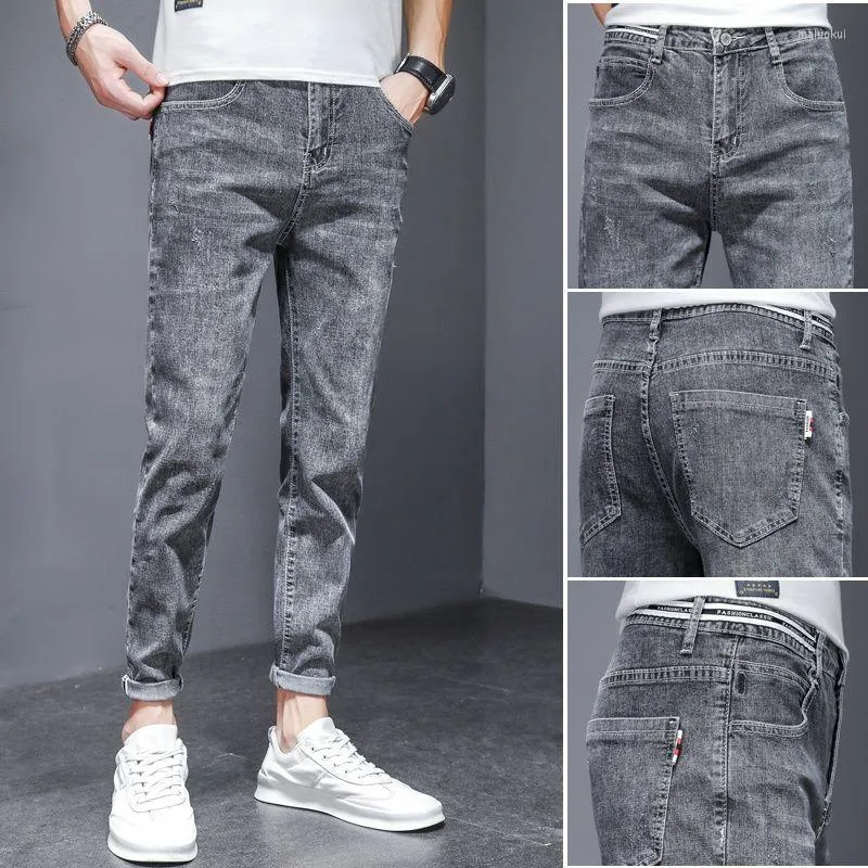 Jeans pour hommes printemps été maigre mode serré lavé Style coréen mince vêtements de luxe Stretch Denim Cargo pantalons pour hommes