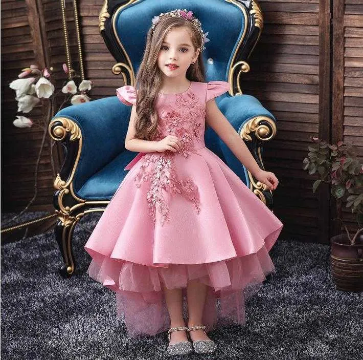 Flickans klänningar Girls Dress Christmas Kids Dresses For Party Little Princess Dress Wedding Gown Children Clothing 1 2 3 6 8 Years W0224