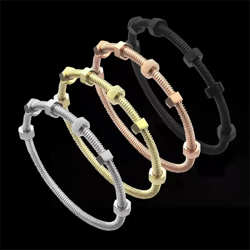 Bracelet manchette en or classique six vis bracelet d'amour mode luxe couple bracelet classique en acier inoxydable bracelet de créateur bijoux cadeau