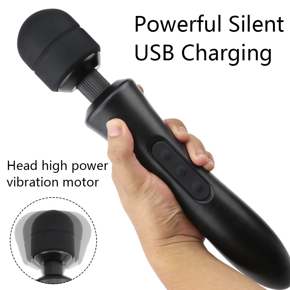 Powerful Magic Wand Vibrator 10 Modes Silicone Clitoris Stimulator_voghion.com