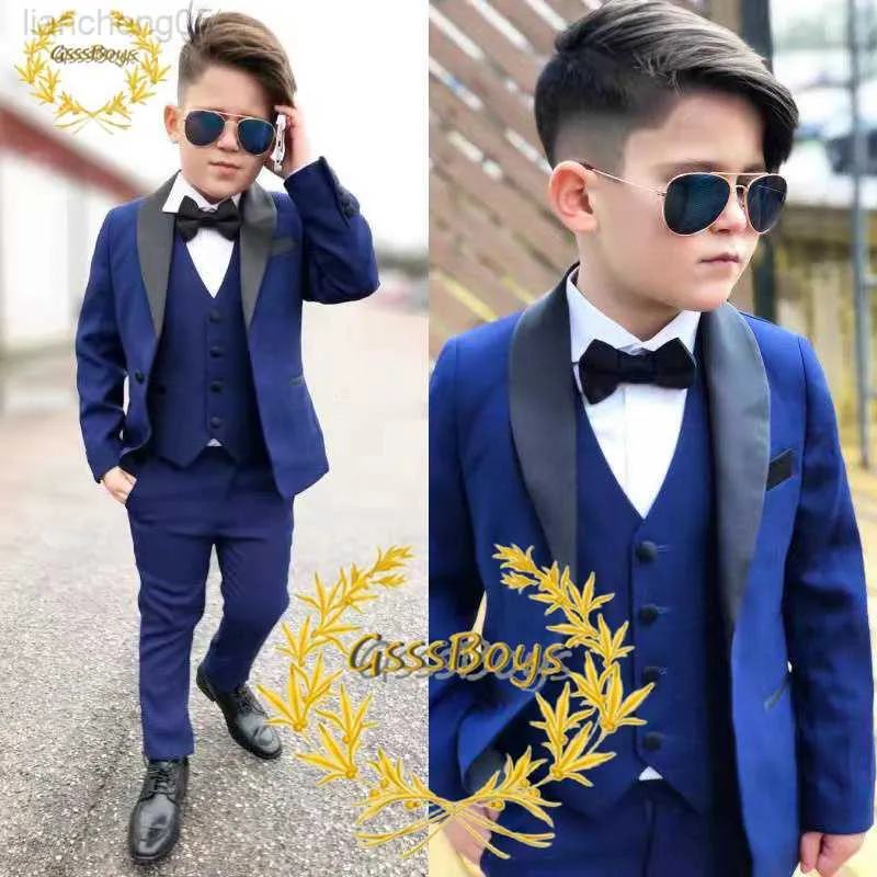 Giyim Setleri Erkekler Düğün Takım Genç Çocuk Resmi Smokin Bowtie Elbise Çocuklar Blazer Party Performans W0224