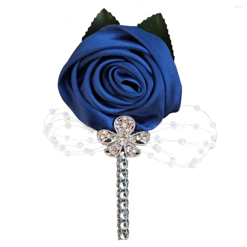 Fleurs décoratives corsage bleu royal avec accessoires en strass