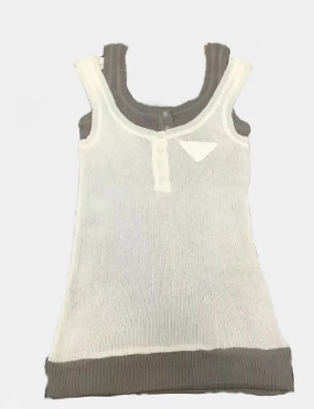 Women Tank Top Designer Tank Top Applique Sticked Vest Sleeveless Breattable Sticked Pullover Top Sport Tops Tees Outdoor Singlet Knit T Shirt Contrast Color