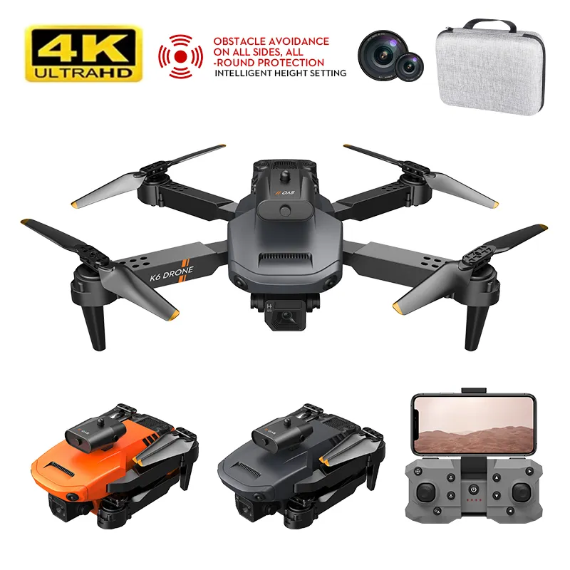 K6 Drone Professionale 4K HD Camera Mini Drone Localizzazione del flusso ottico Evitamento degli ostacoli a infrarossi su tre lati Giocattolo quadricottero