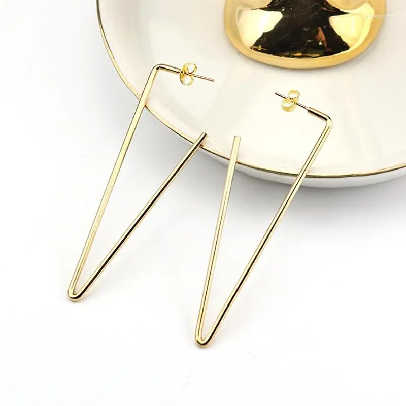 Hoop Earrings Wholesale Gold Color Hollow Opened Triangle Stainless Steel Punk Cool Fashion Jewelry Gift For Women Men